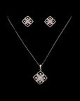 SILVER TRENDY EARRINGS WITH NECK CHAIN