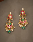 ANTIQUE RUBY FLORAL PEARL DROP EARRINGS