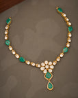 EMERALD POLKI FLORAL NECKLACE SET
