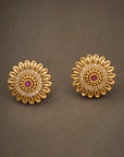 RUBY CENTRE FLORAL STUD EARRINGS