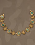 EMERALD ANTIQUE LEAF NECKLACE