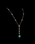 SILVER Y-NECKLACE WITH GREEN STONE