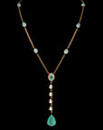 SILVER Y-NECKLACE WITH GREEN STONE