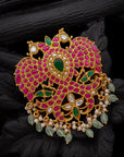 KUNDAN PEACOCK BLOOM PENDANT