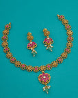 RUBY BLOSSOM FLORAL NECKLACE SET