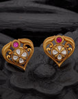 FLORAL RUBY HEART STUDS