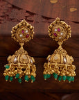 RAJWADI GREEN BEAD JHUMKAS