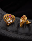 FLORAL RUBY HEART STUDS