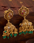 RAJWADI GREEN BEAD JHUMKAS