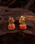 RED STONE PEACOCK EARRINGS