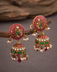 KUNDAN PEACOCK BLOOMS JHUMKAS