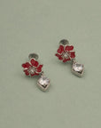 RED BLOSSOM CZ SILVER PENDANT SET