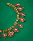 RED AND GREEN KUNDAN MANGO NECKLACE