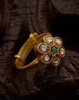 WHITE FLORAL KUNDAN RING
