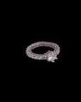WHITE CUBIC CUT STONE SILVER RING