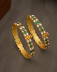 EMERALD WHITE STONE FLORAL BANGLE
