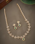 EMERALD FLORAL CZ NECKLACE SET