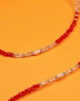 RED BEADS SILVER ANKLETS