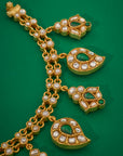 RED AND GREEN KUNDAN MANGO NECKLACE