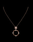 SILVER ROSE GOLD PEARL CIRCLE EARRINGS WITH NECKCHAIN