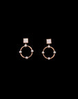 SILVER ROSE GOLD PEARL CIRCLE EARRINGS WITH NECKCHAIN