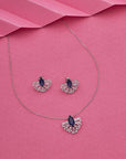 BLUE STONE PENDANT WITH EARRING NECKCHAIN