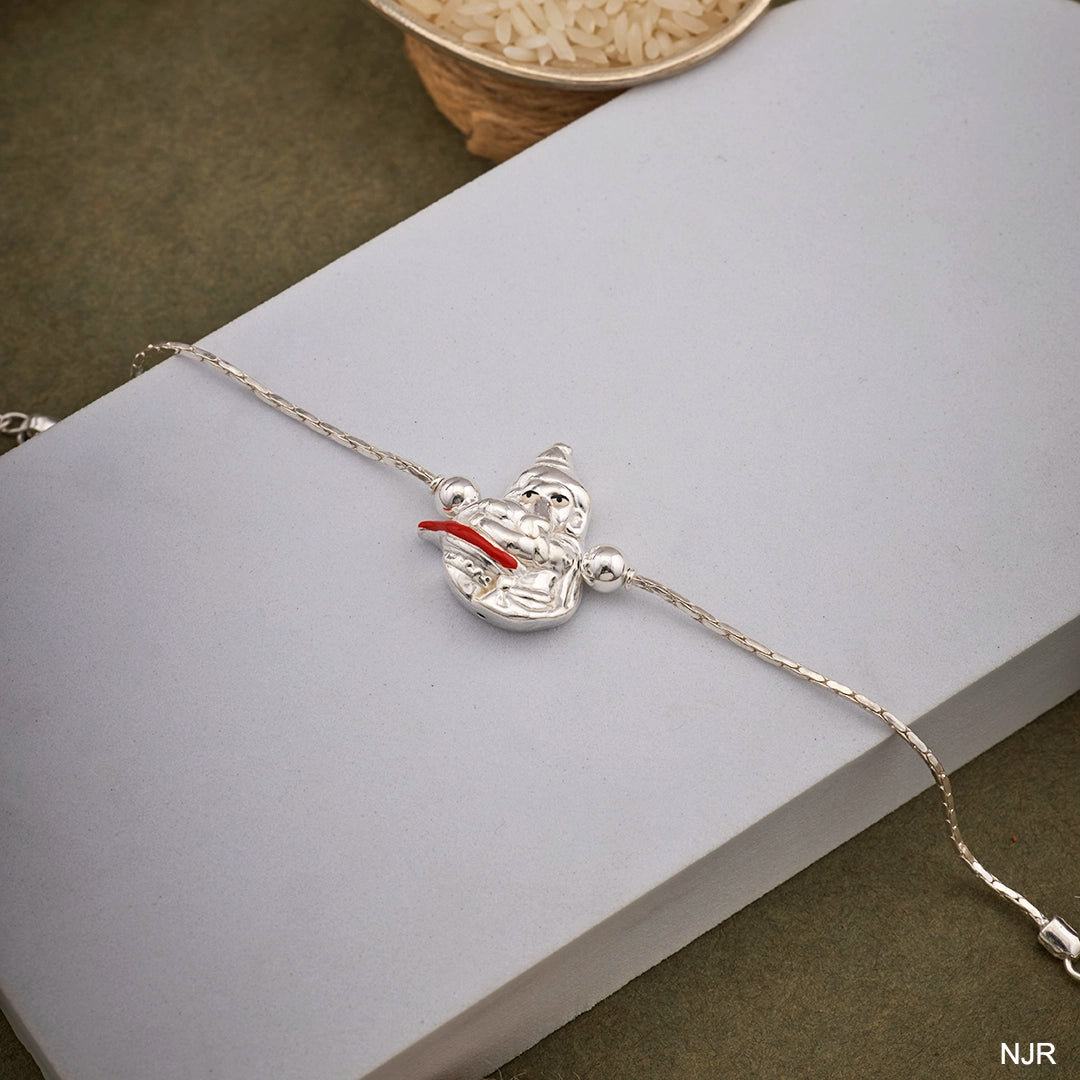 CLASSIC GANESHA SILVER RAKHI