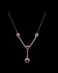 SILVER RED STONE EARRINGS WITH NECK CHAIN