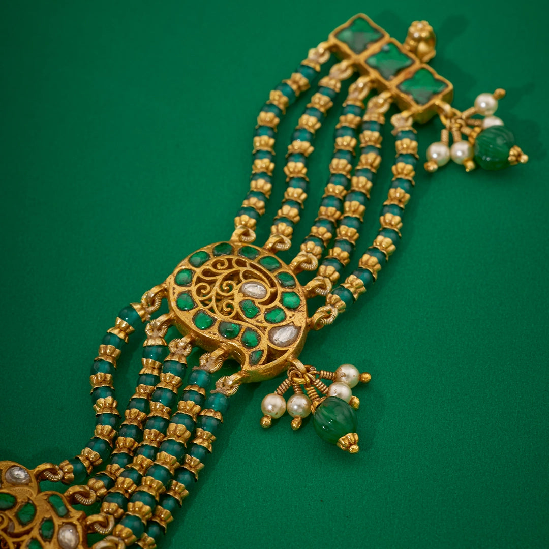 GREEN KUNDAN HERITAGE CHOKER