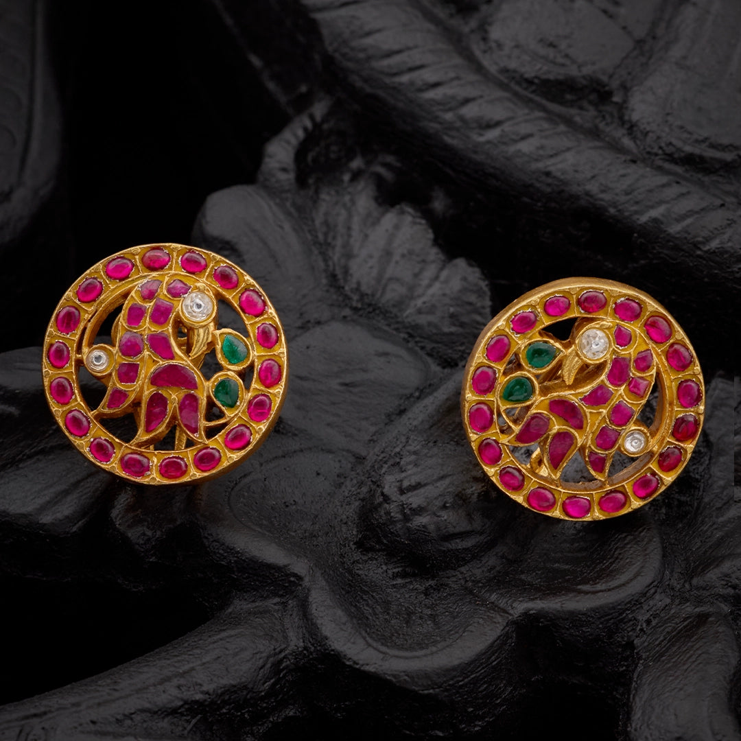 ROYAL FLORAL RUBY STUDS