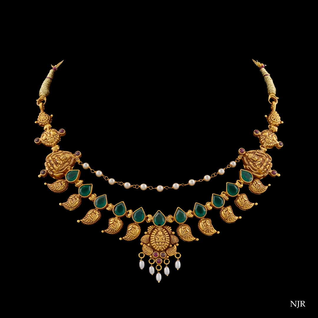 LAKSHMI EMERALD LEAF NECKLACE