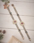 ROYAL RUBY PEARL ANTIQUE SILVER ANKLET
