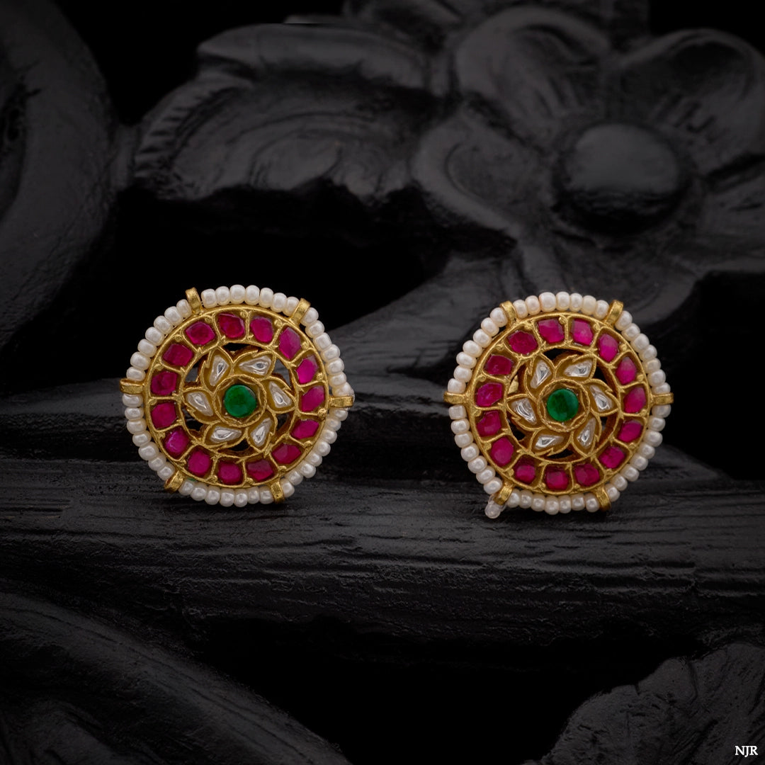 ROYAL RUBY PEARL STUDS