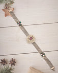 ROYAL RUBY PEARL ANTIQUE SILVER ANKLET