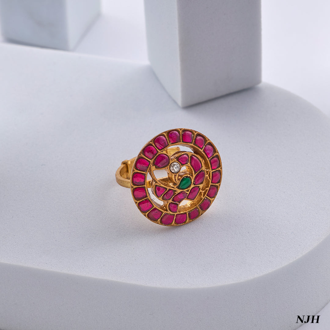 PEACOCK KUNDAN RING