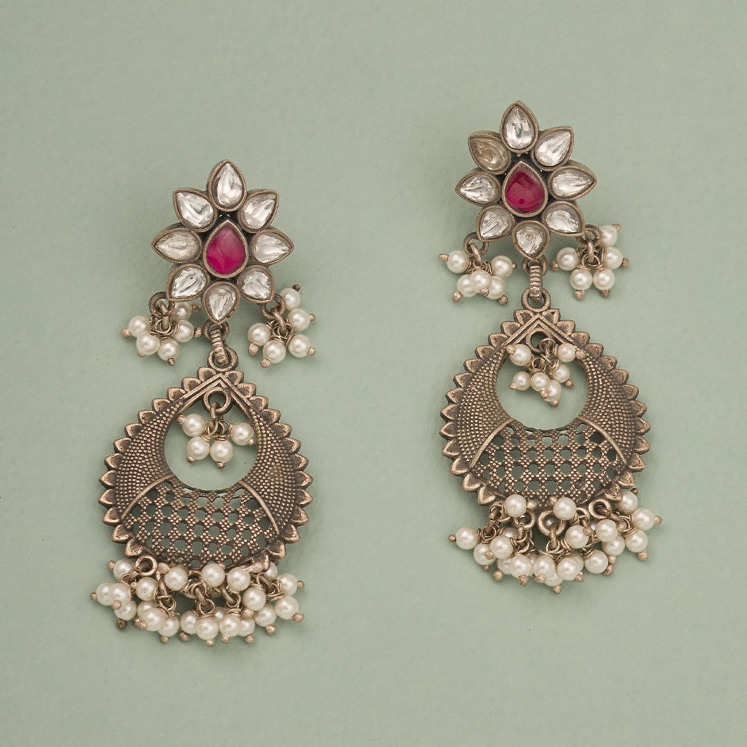 VINTAGE FLORAL PEARL DROP EARRING