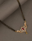 SILVER DOUBLE LAYER RED STONE MANGALSUTRA