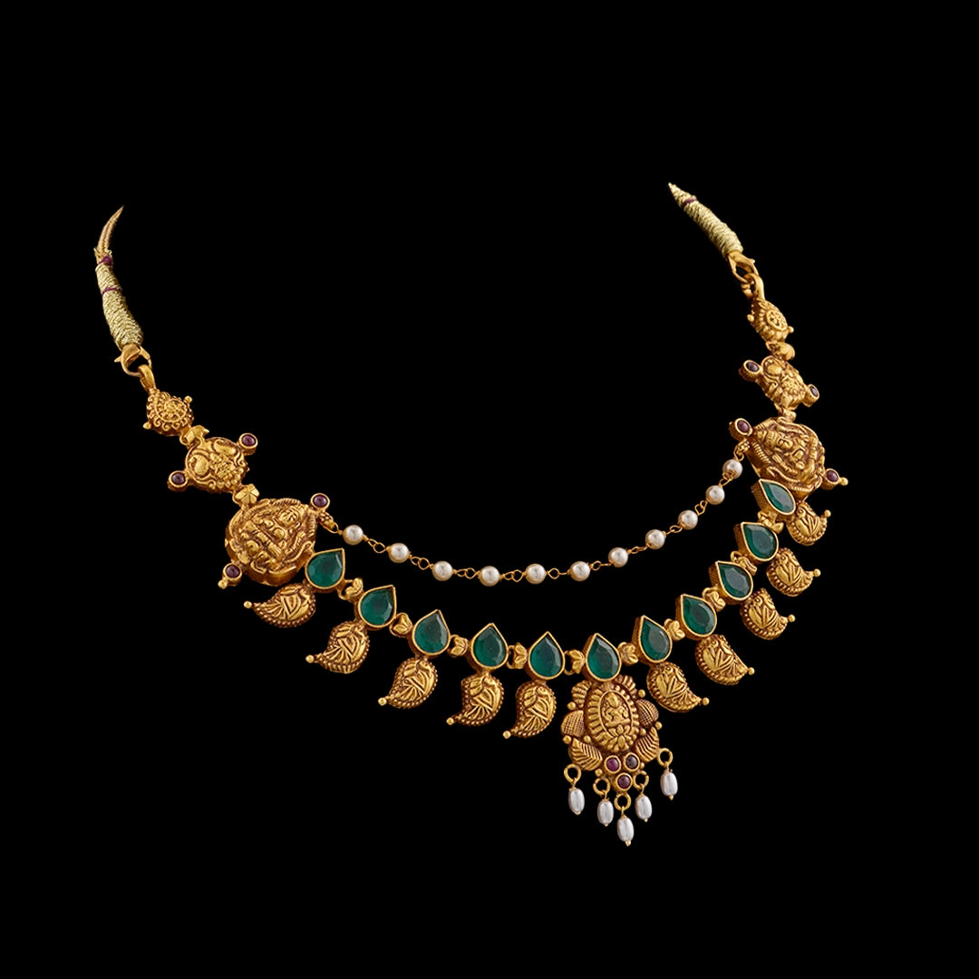 LAKSHMI EMERALD LEAF NECKLACE
