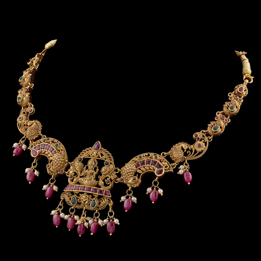 RAJ LAKSHMI RUBY EMERALD NECKLACE