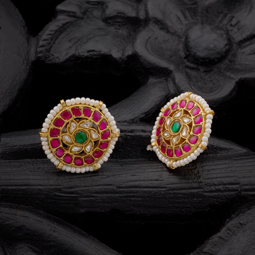 ROYAL RUBY PEARL STUDS