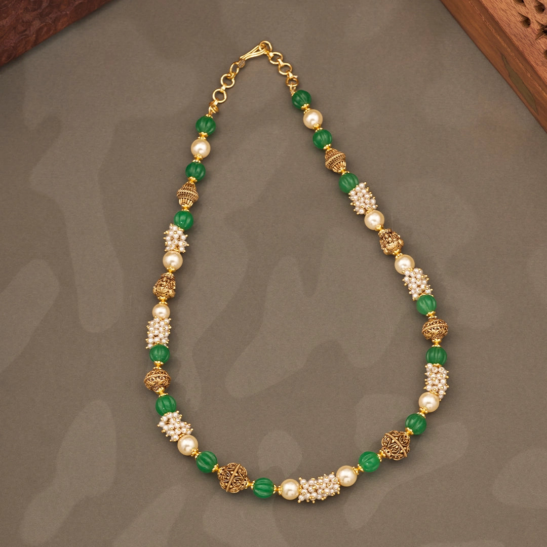 EMERALD PEARL BEADED CHAIN