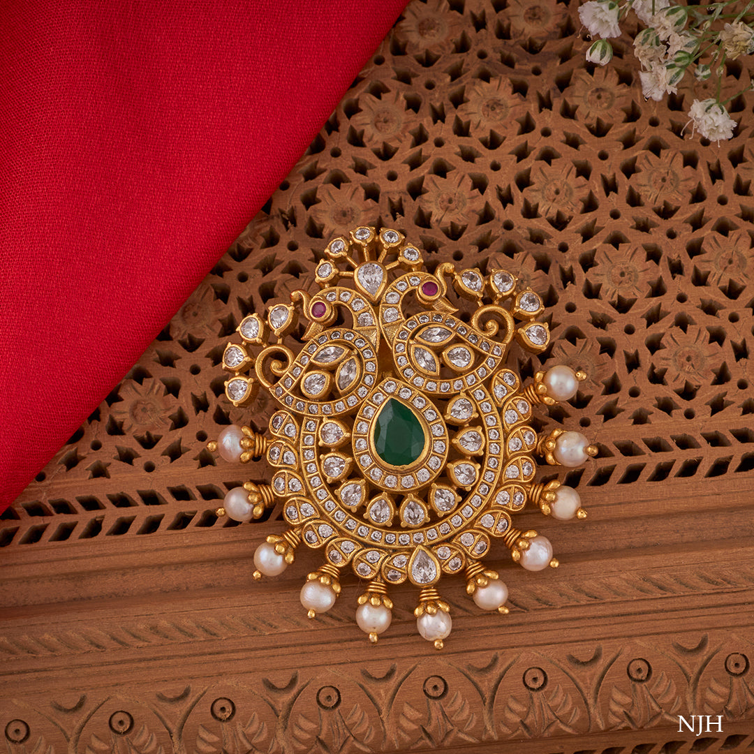 WHITE STONE PEACOCK PENDANT