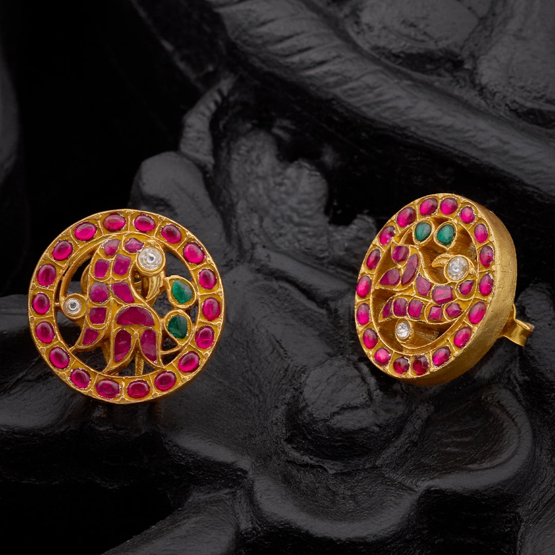 ROYAL FLORAL RUBY STUDS