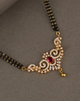 SILVER DOUBLE LAYER RED STONE MANGALSUTRA