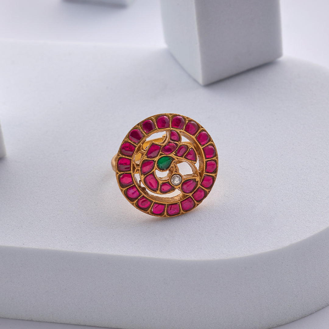 PEACOCK KUNDAN RING