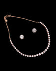 SILVER ROSE GOLD PARTY WEAR CHAIN WITH EARRING