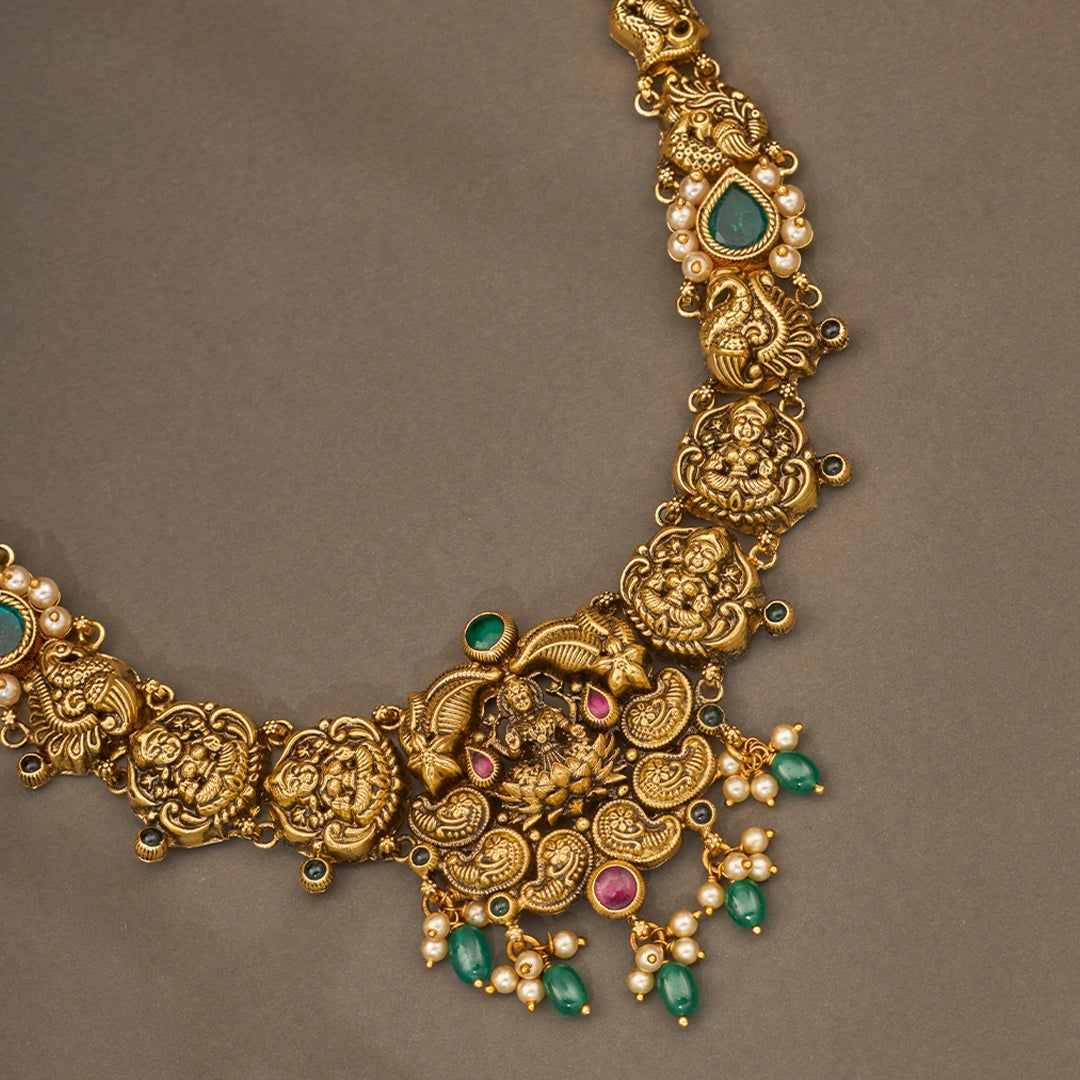 EMERALD LAKSHMI NAKSHI NECKLACE