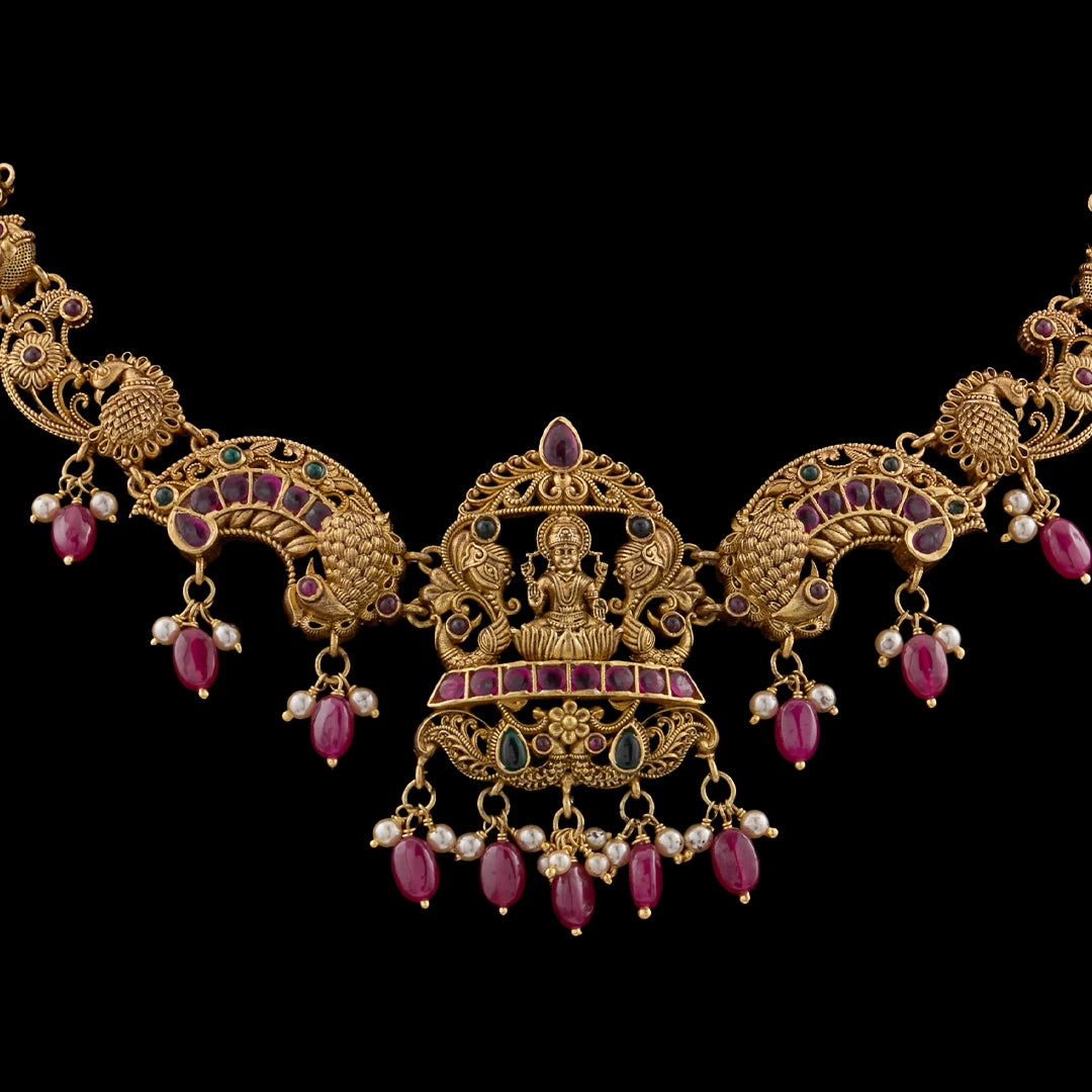 RAJ LAKSHMI RUBY EMERALD NECKLACE