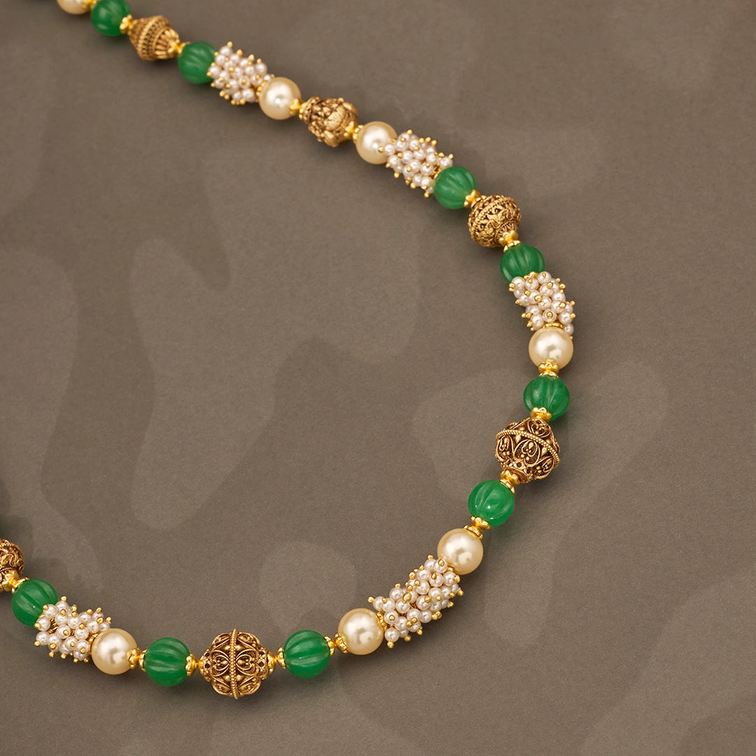 EMERALD PEARL BEADED CHAIN