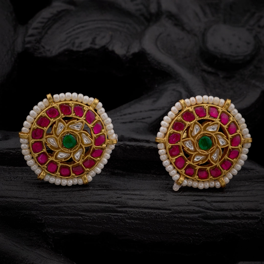 ROYAL RUBY PEARL STUDS